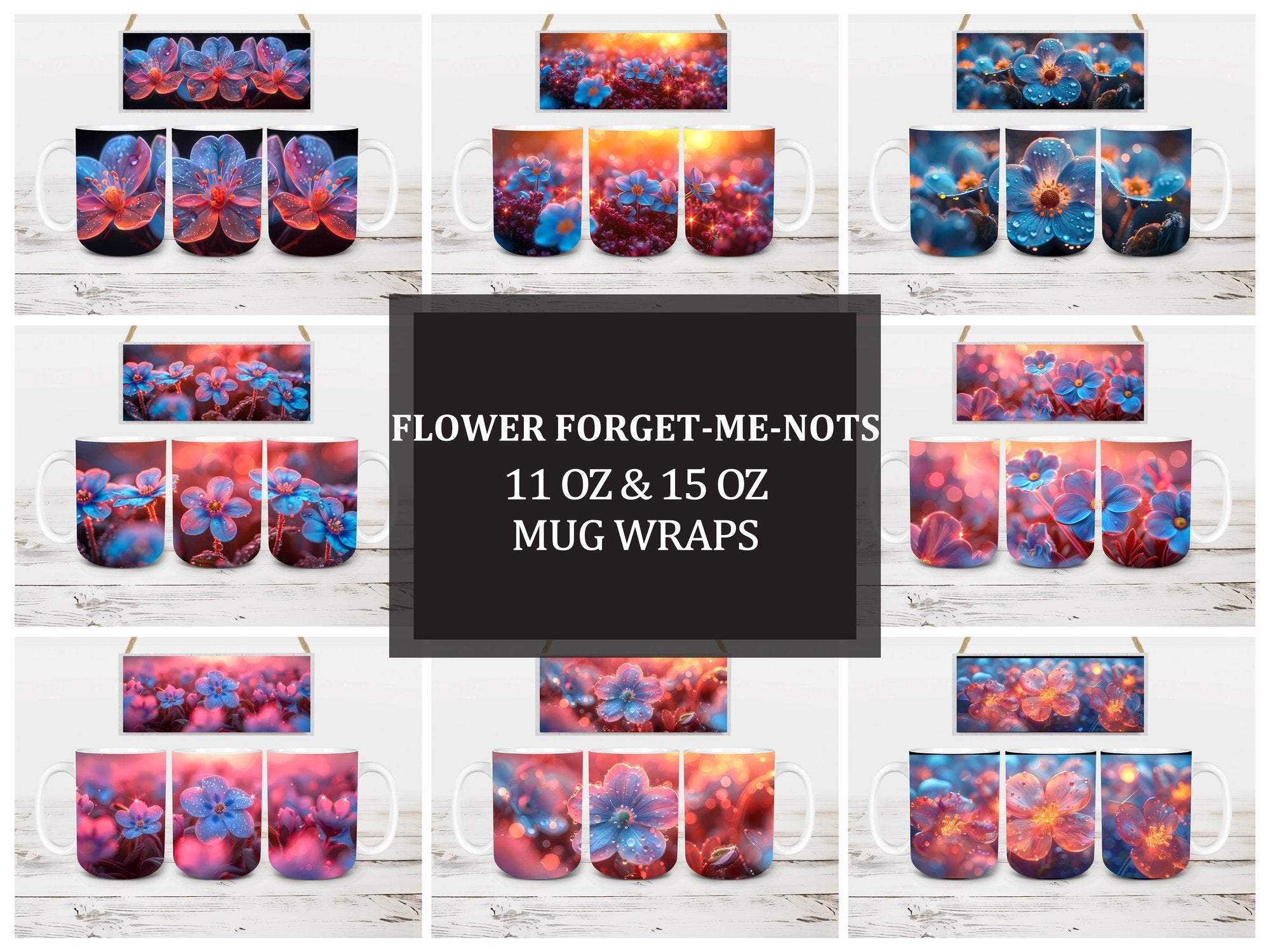 Flower Forget-Me-Nots 7 Mug Wrap - CraftNest