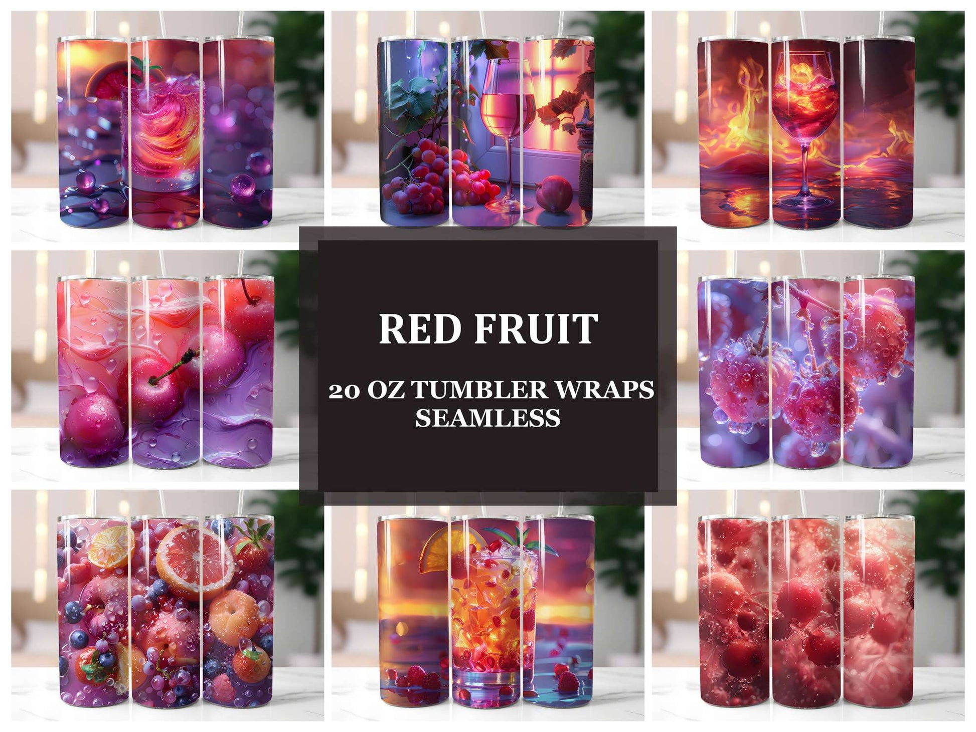 Red Fruit 2 Tumbler Wrap - CraftNest - Digital Crafting and Art