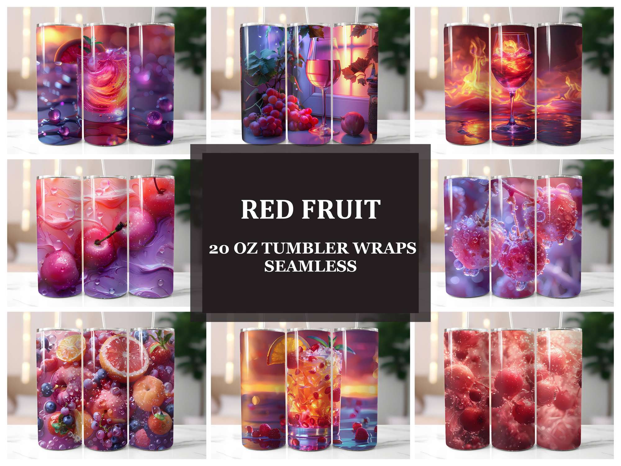 Red Fruit 2 Tumbler Wrap - CraftNest - Digital Crafting and Art