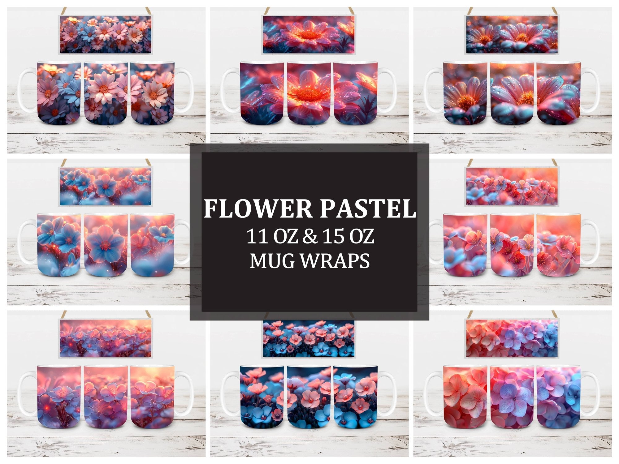 Flower Pastel 3 Mug Wrap - CraftNest