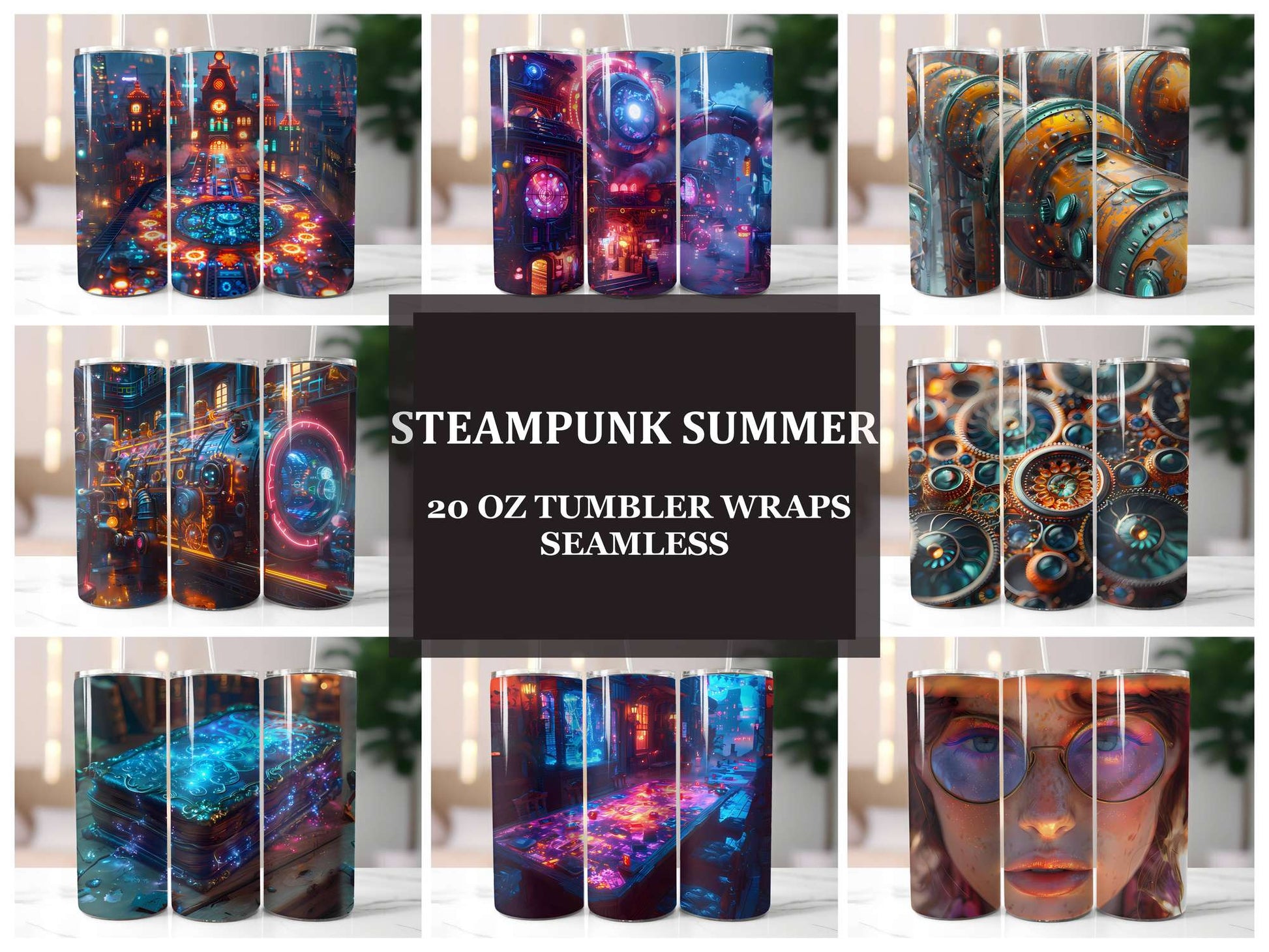 Steampunk Summer 3 Tumbler Wrap - CraftNest - Digital Crafting and Art