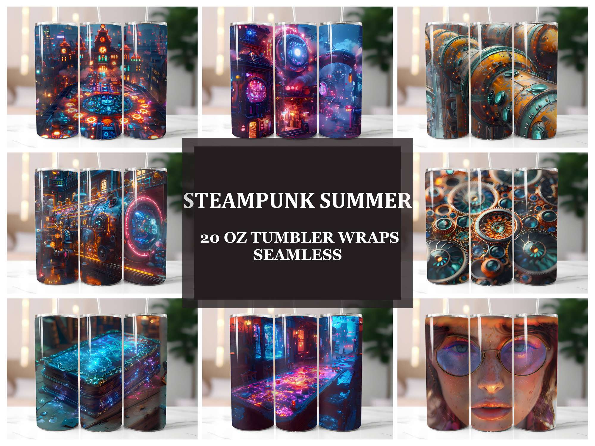 Steampunk Summer 3 Tumbler Wrap - CraftNest - Digital Crafting and Art