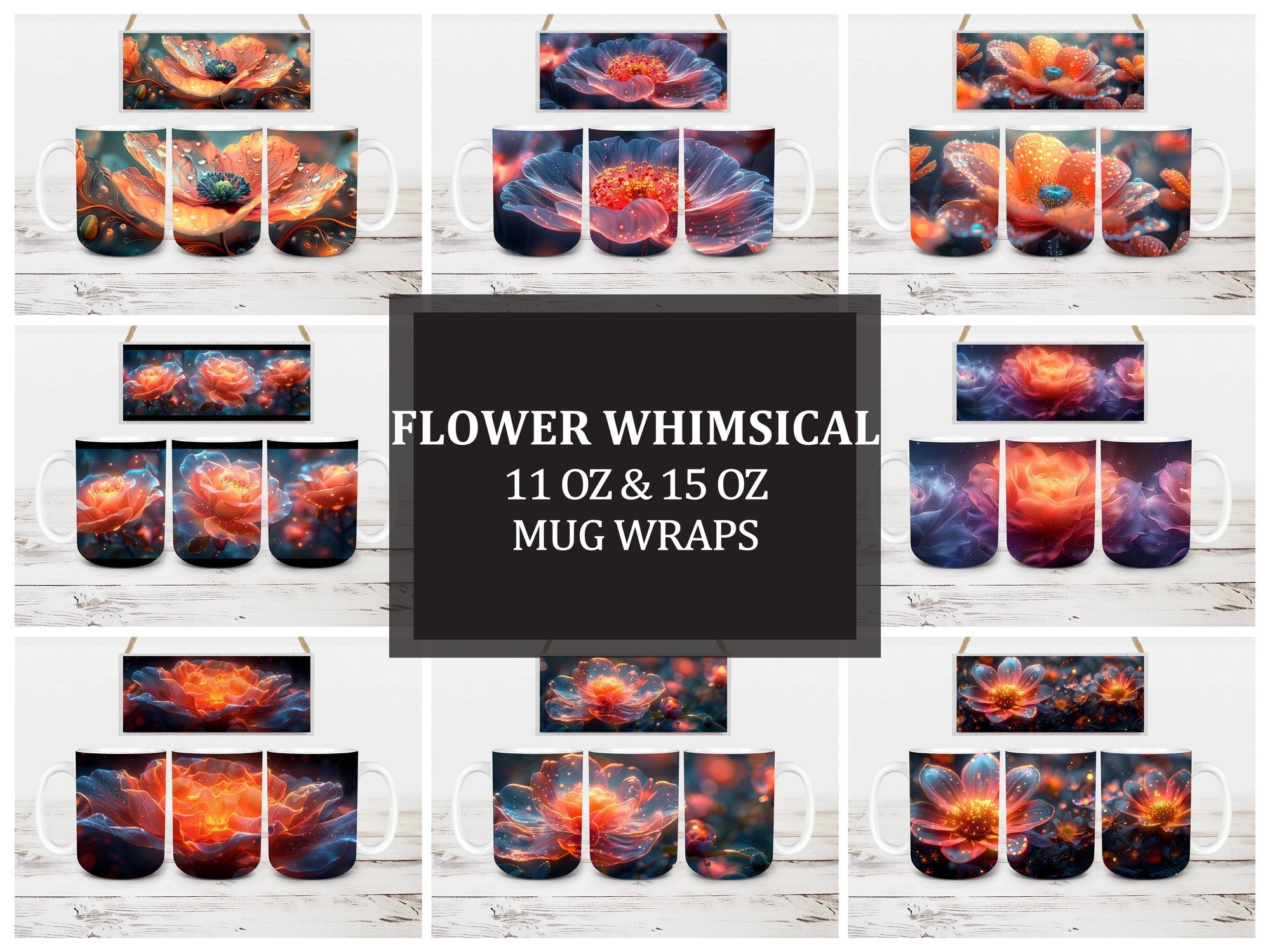Flower Whimsical 7 Mug Wrap - CraftNest