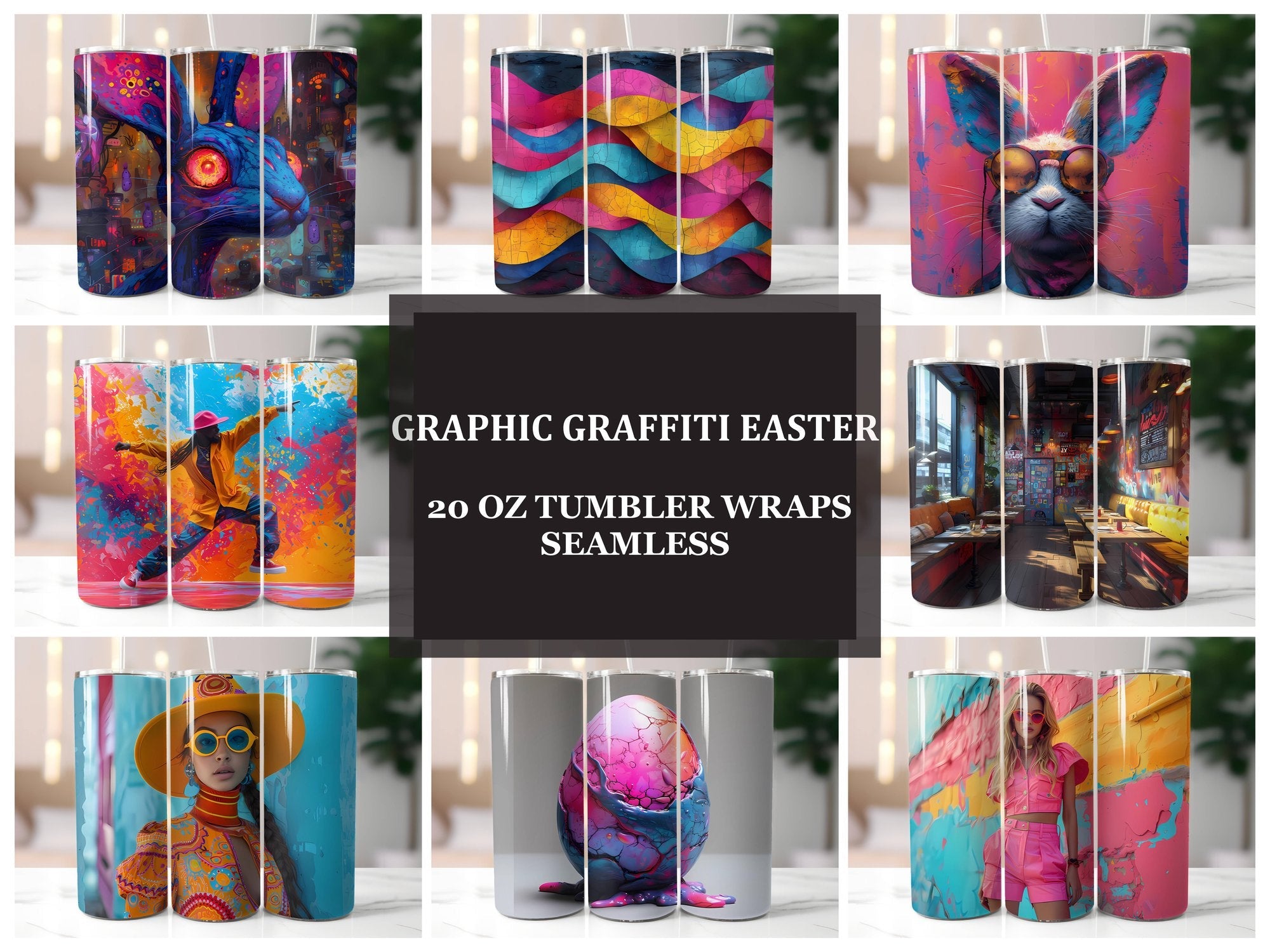 Graphic Graffiti Easter 3 Tumbler Wrap - CraftNest