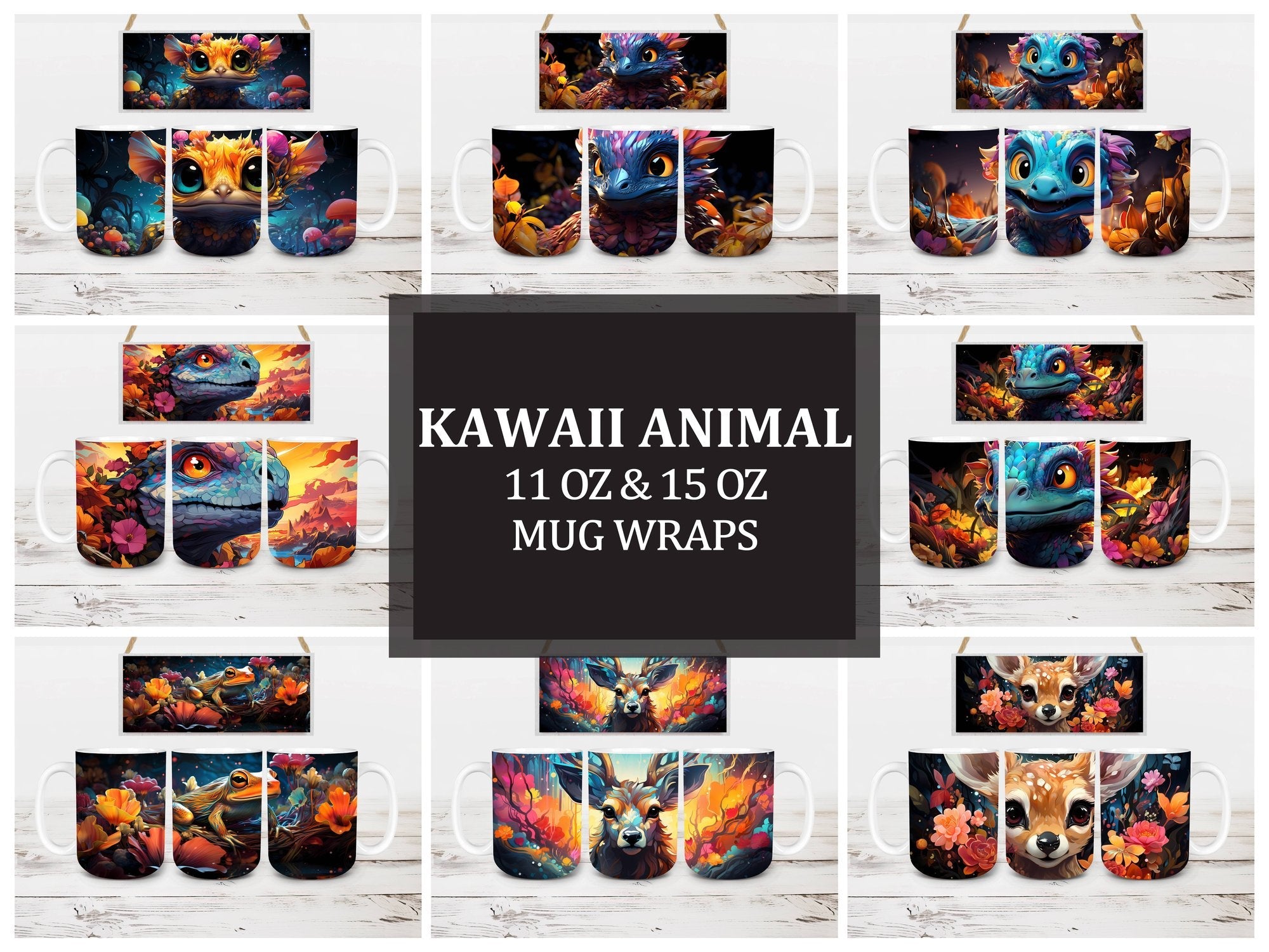 Kawaii Animal 2 Mug Wrap - CraftNest
