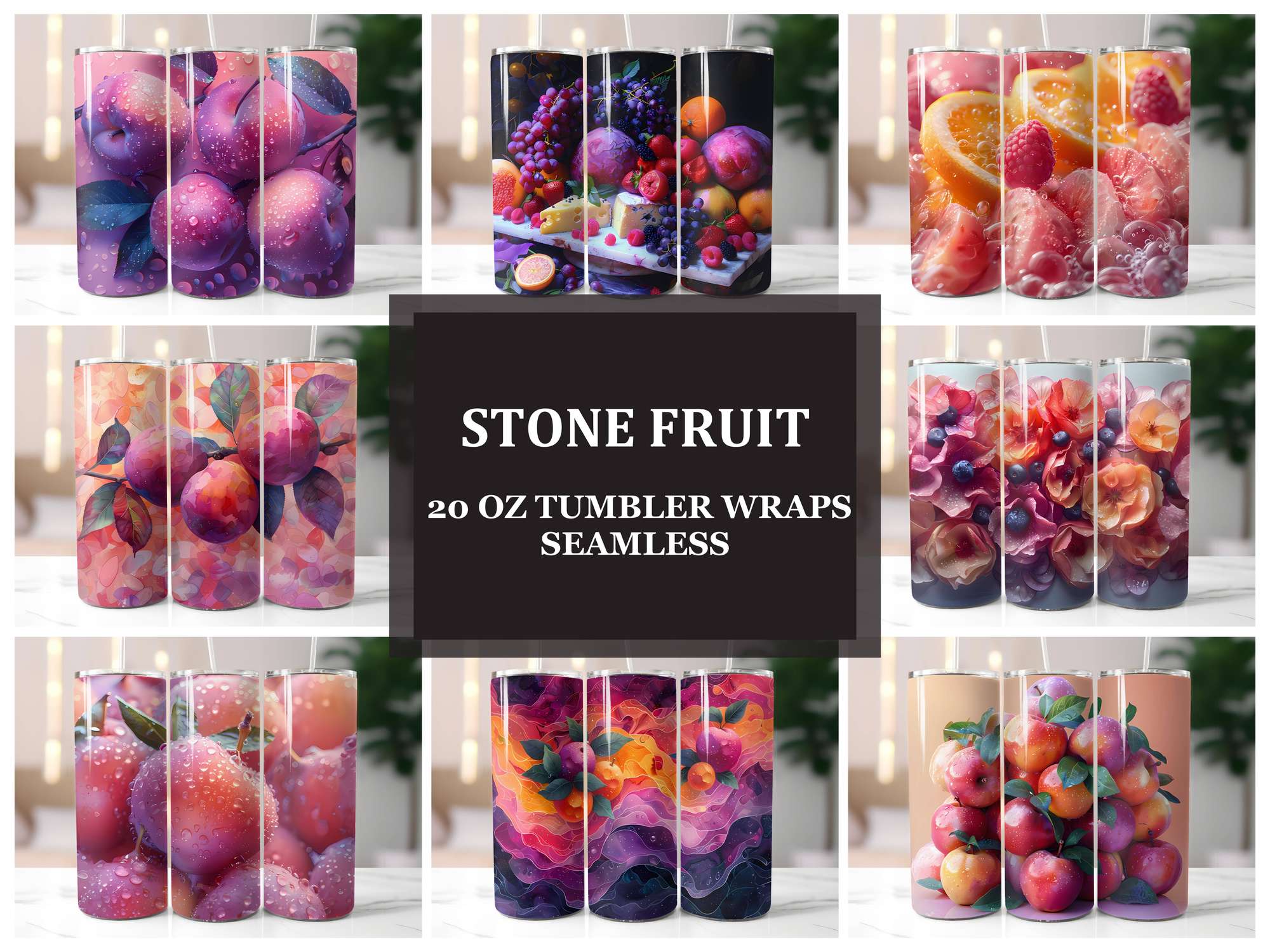 Stone Fruit 1 Tumbler Wrap - CraftNest - Digital Crafting and Art
