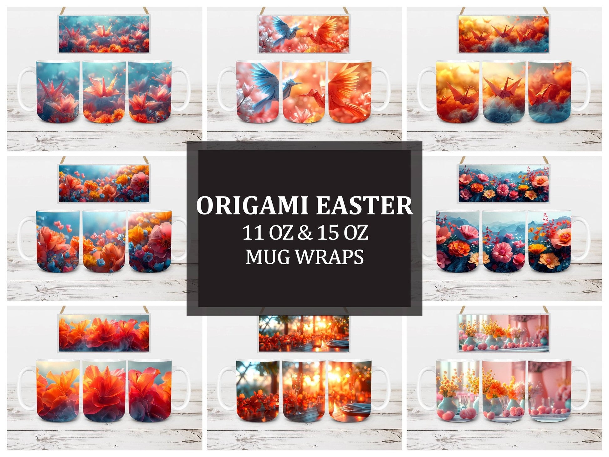 Origami Easter 3 Mug Wrap - CraftNest