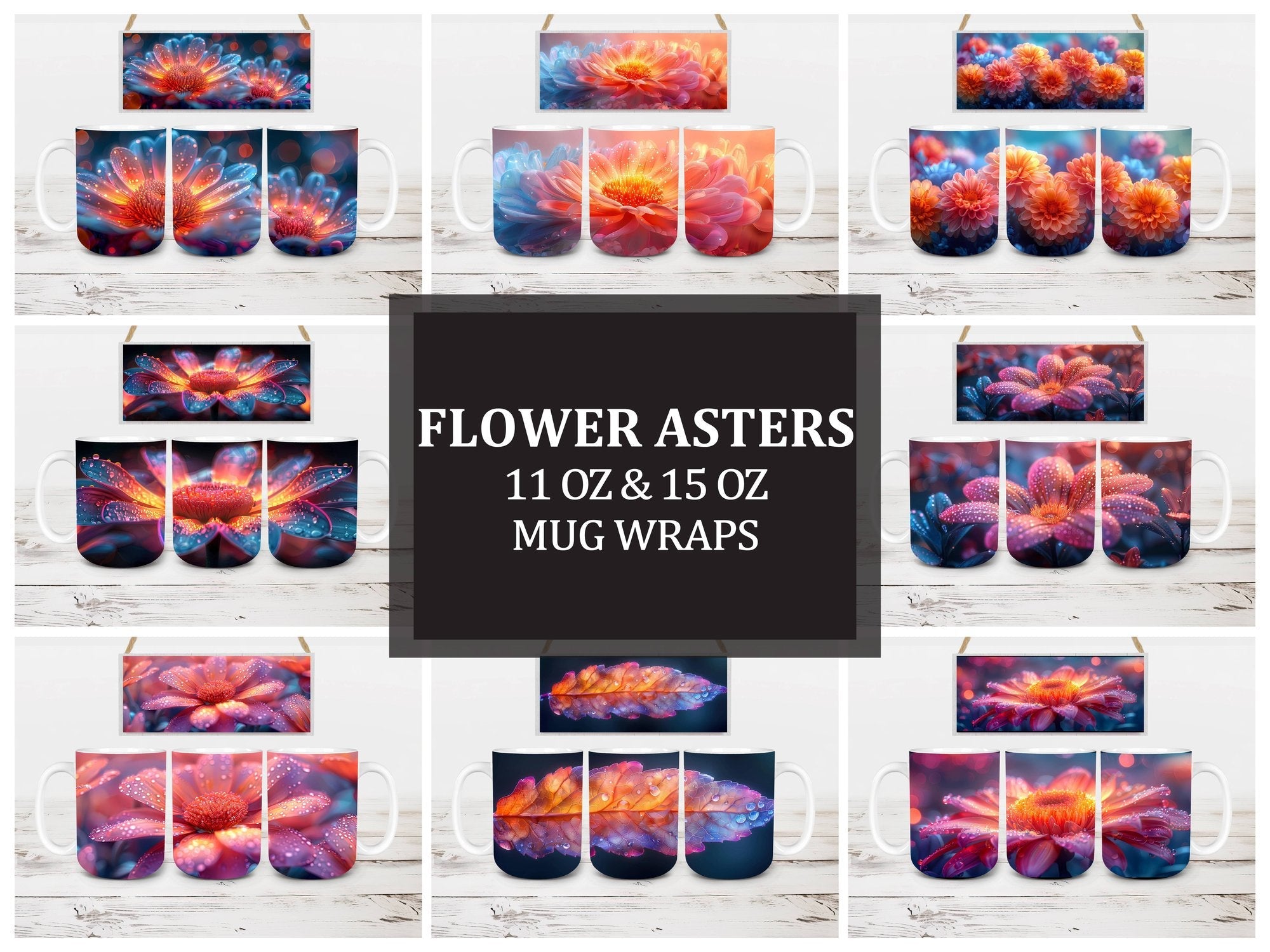Flower Asters 7 Mug Wrap - CraftNest