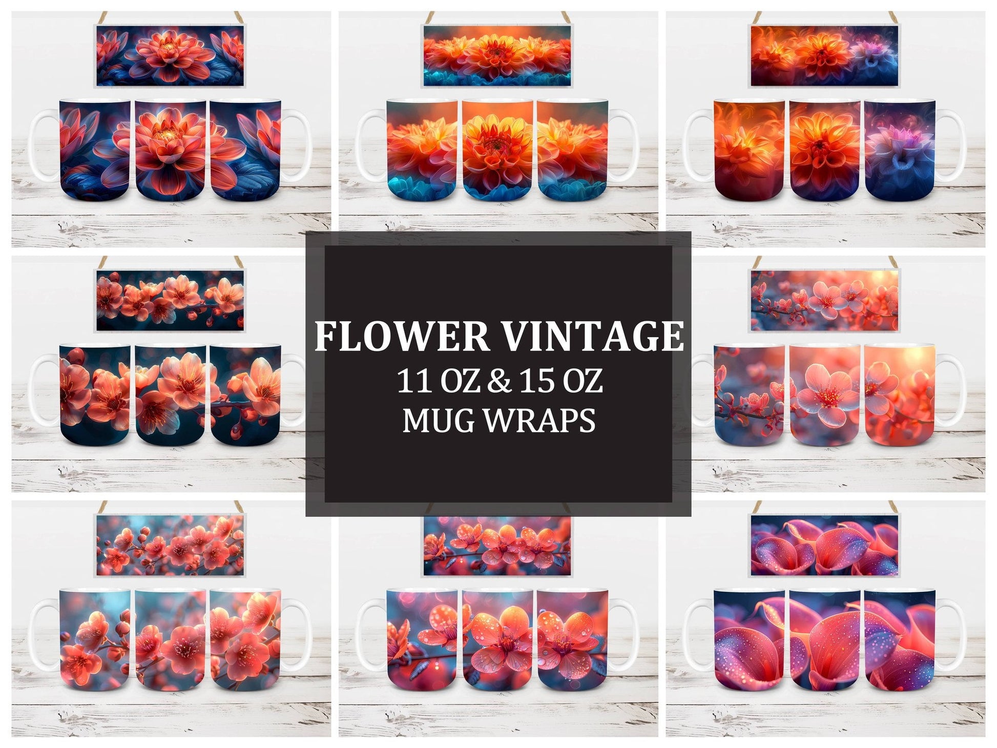 Flower Vintage 5 Mug Wrap - CraftNest