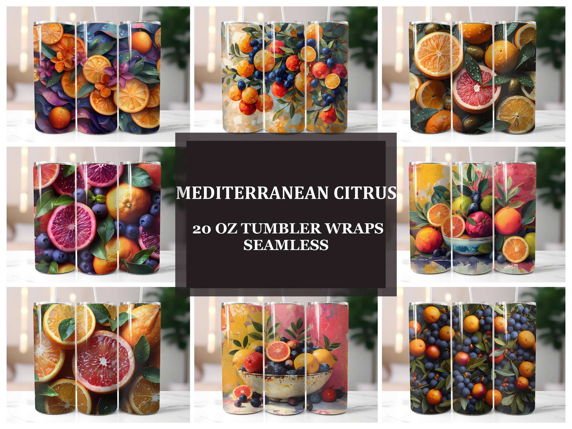 Mediterranean Citrus 3 Tumbler Wrap - CraftNest - Digital Crafting and Art