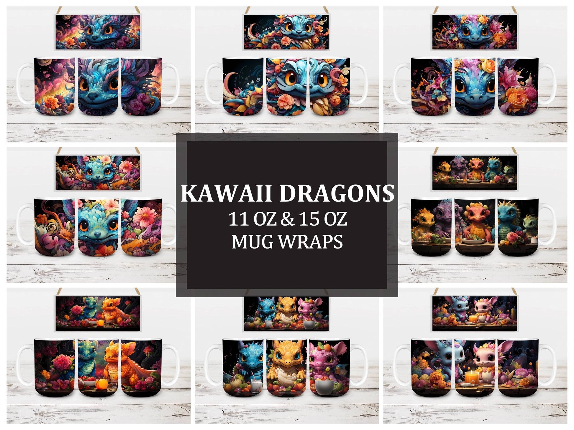 Kawaii Dragons 2 Mug Wrap - CraftNest