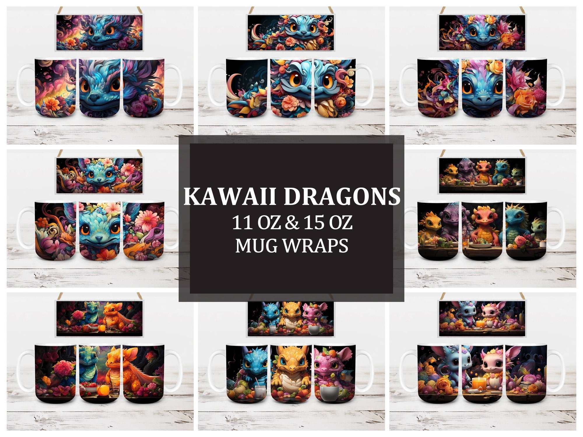 Kawaii Dragons 2 Mug Wrap - CraftNest