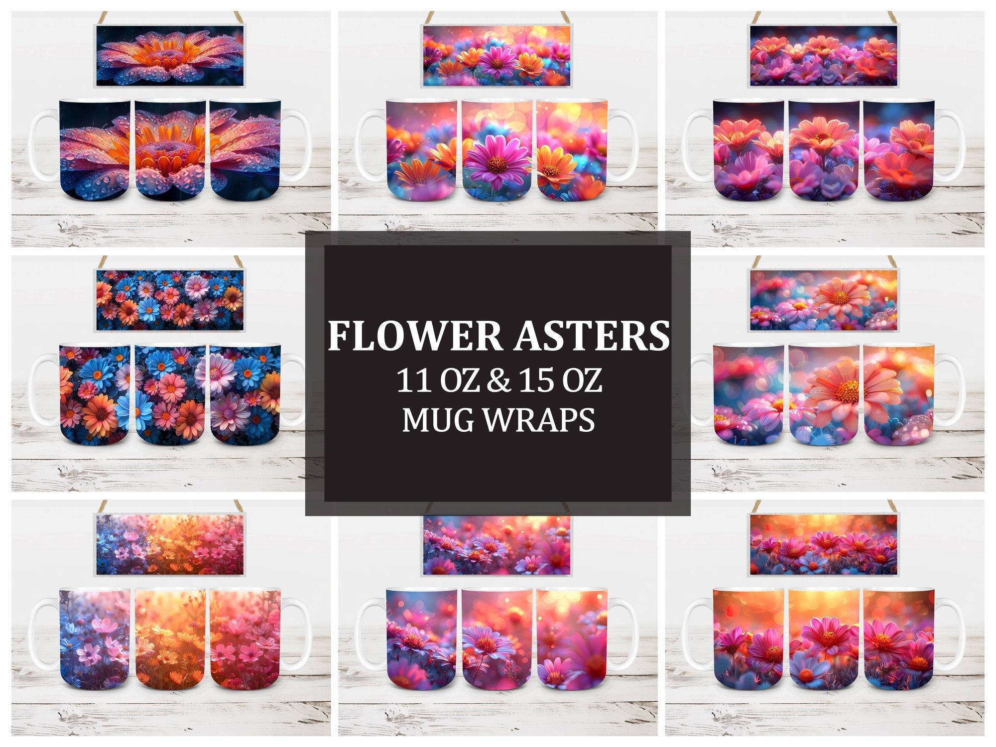 Flower Asters 8 Mug Wrap - CraftNest