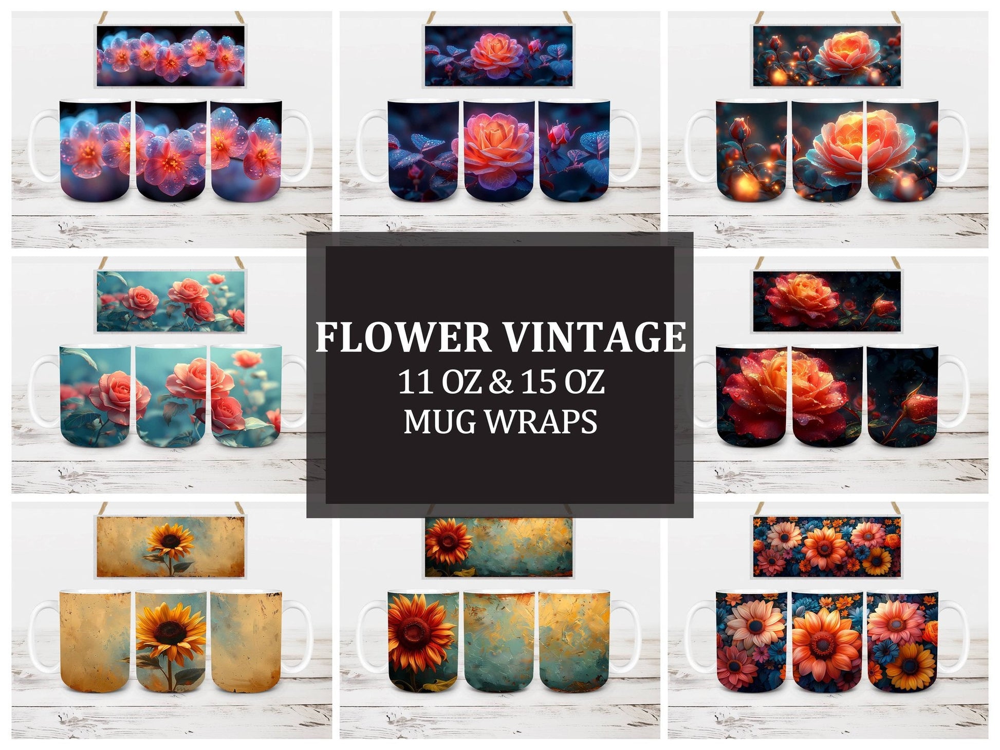 Flower Vintage 2 Mug Wrap - CraftNest