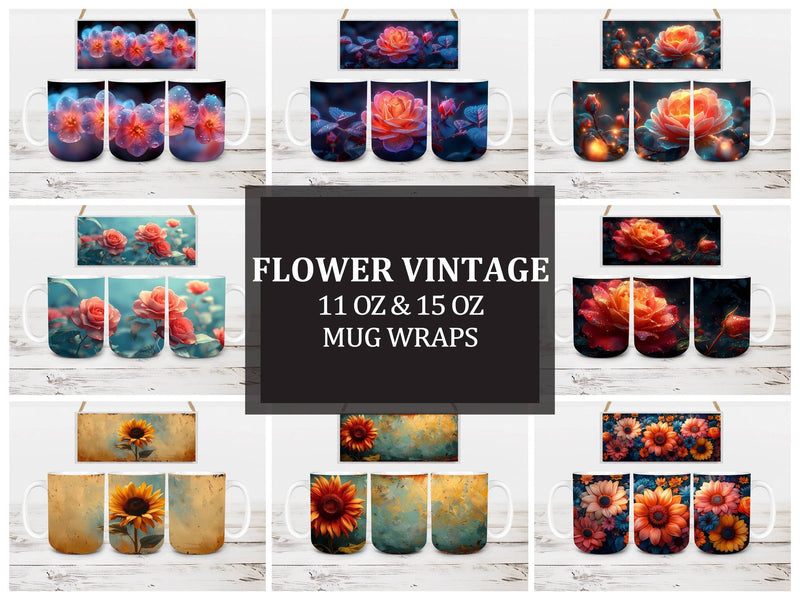Flower Vintage 2 Mug Wrap - CraftNest