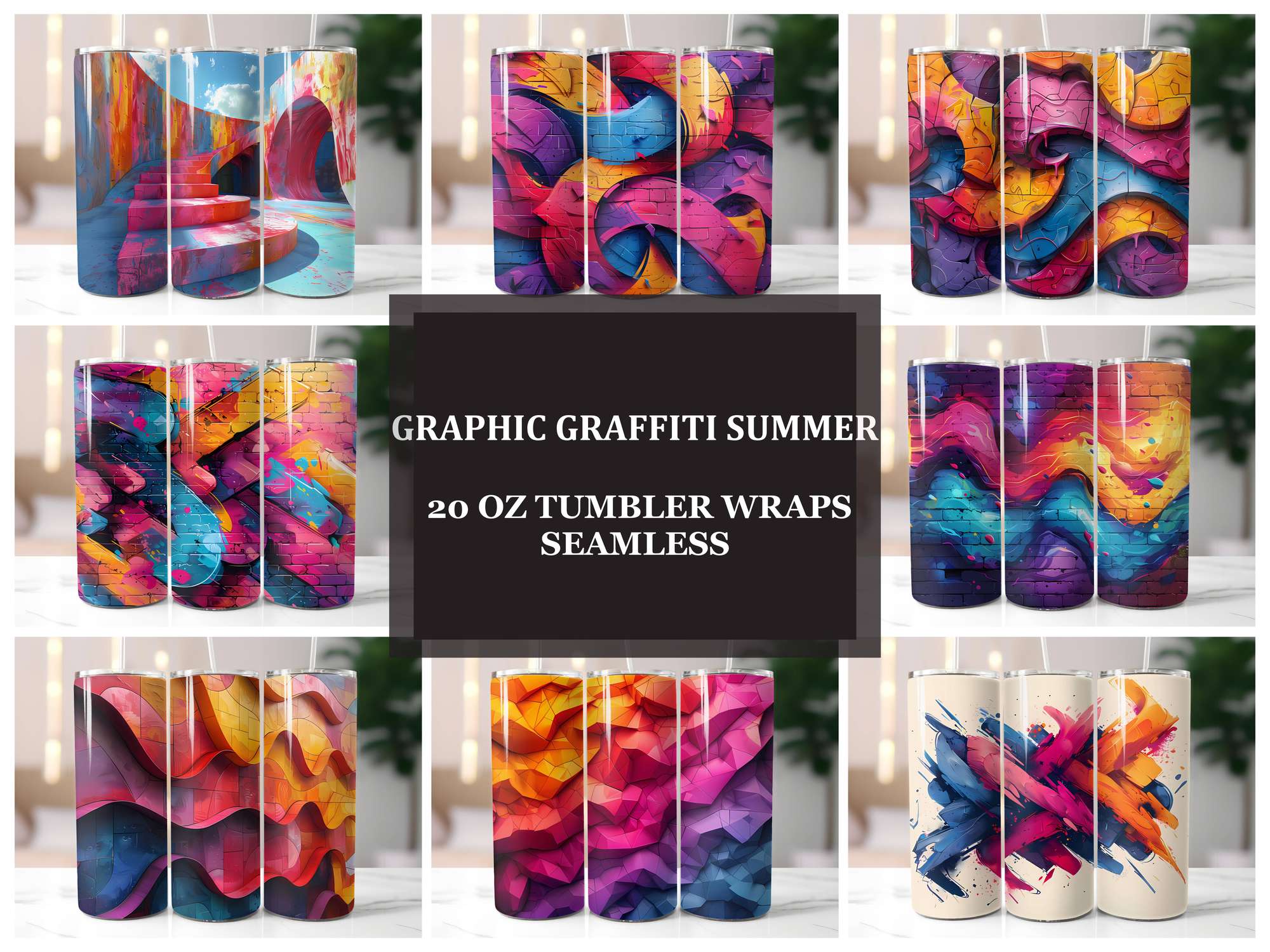 Graphic Graffiti Summer 3 Tumbler Wrap - CraftNest - Digital Crafting and Art
