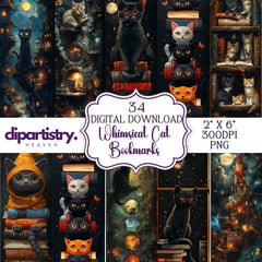 Whimsical Cat Bookmarks Junk Journal Pages - CraftNest - Digital Crafting and Art