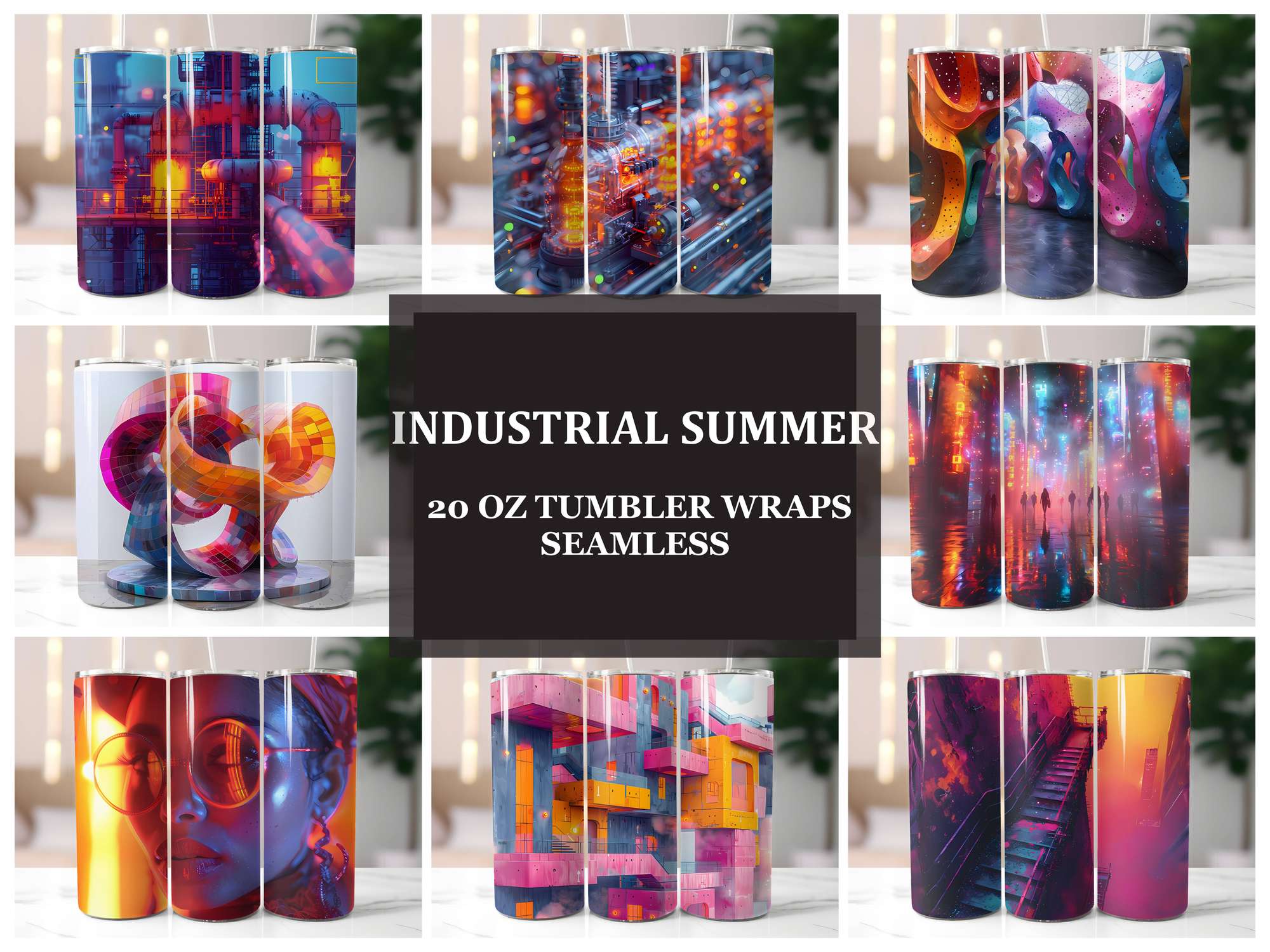 Industrial Summer 4 Tumbler Wrap - CraftNest - Digital Crafting and Art
