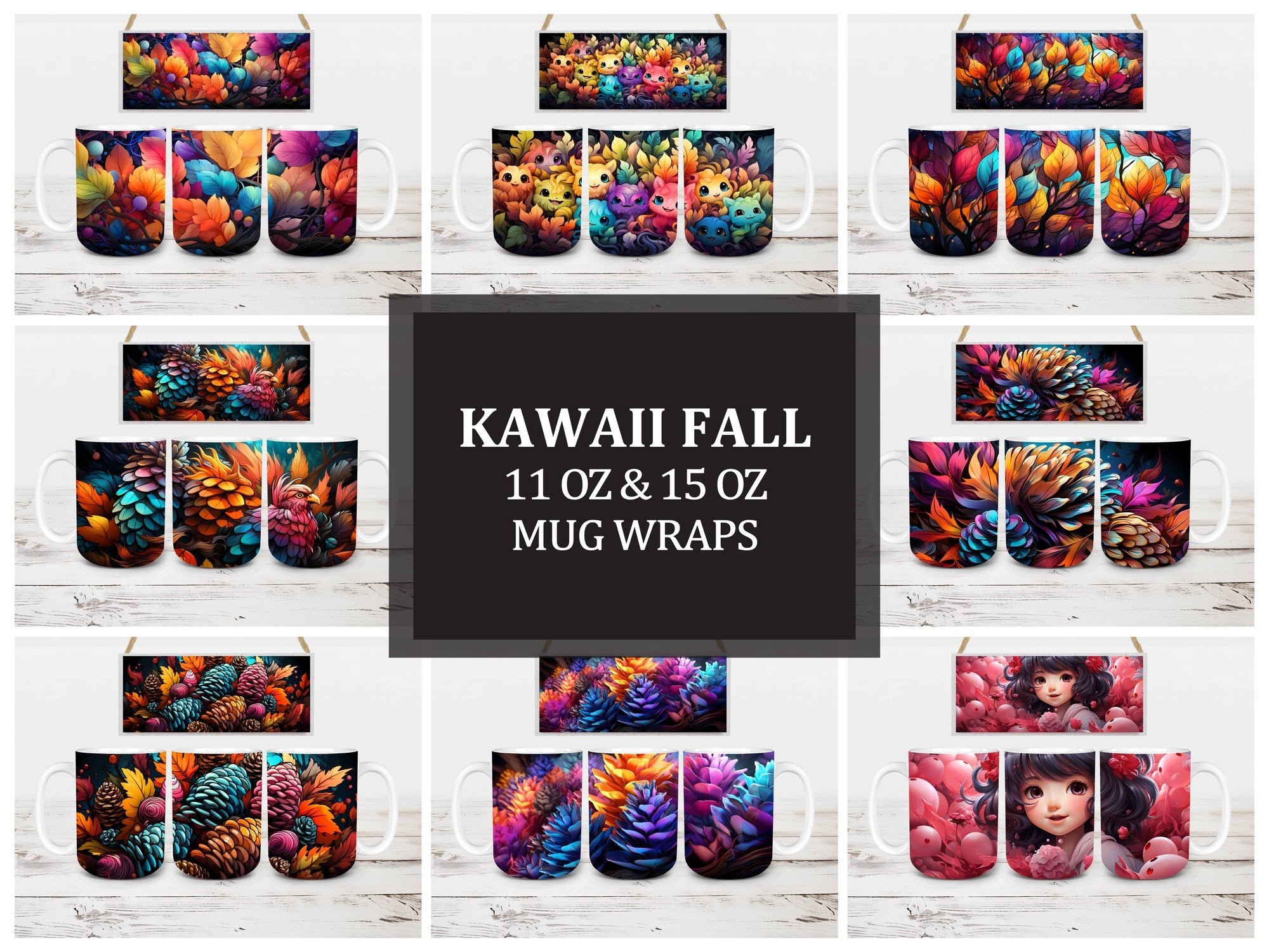 Kawaii Fall 1 Mug Wrap - CraftNest