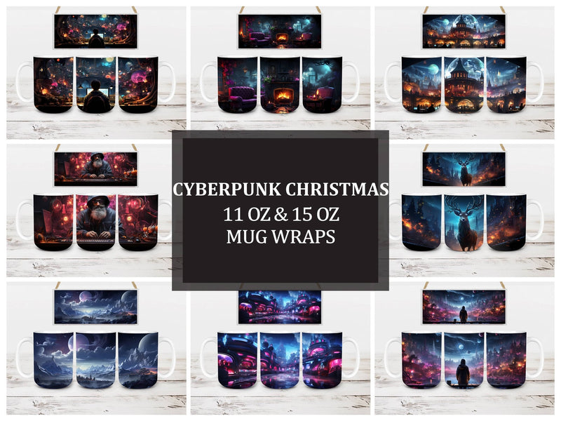 Cyberpunk Christmas Mug Wrap - CraftNest