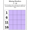 Missing Numbers 1 20 Worksheets