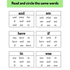 Sight Word Read and Circle Worksheets