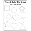 Trace and Color the Shape Worksheets