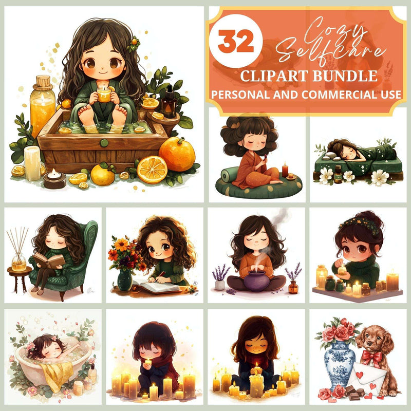 Cozy Selfcare Clipart - CraftNest - Digital Crafting and Art
