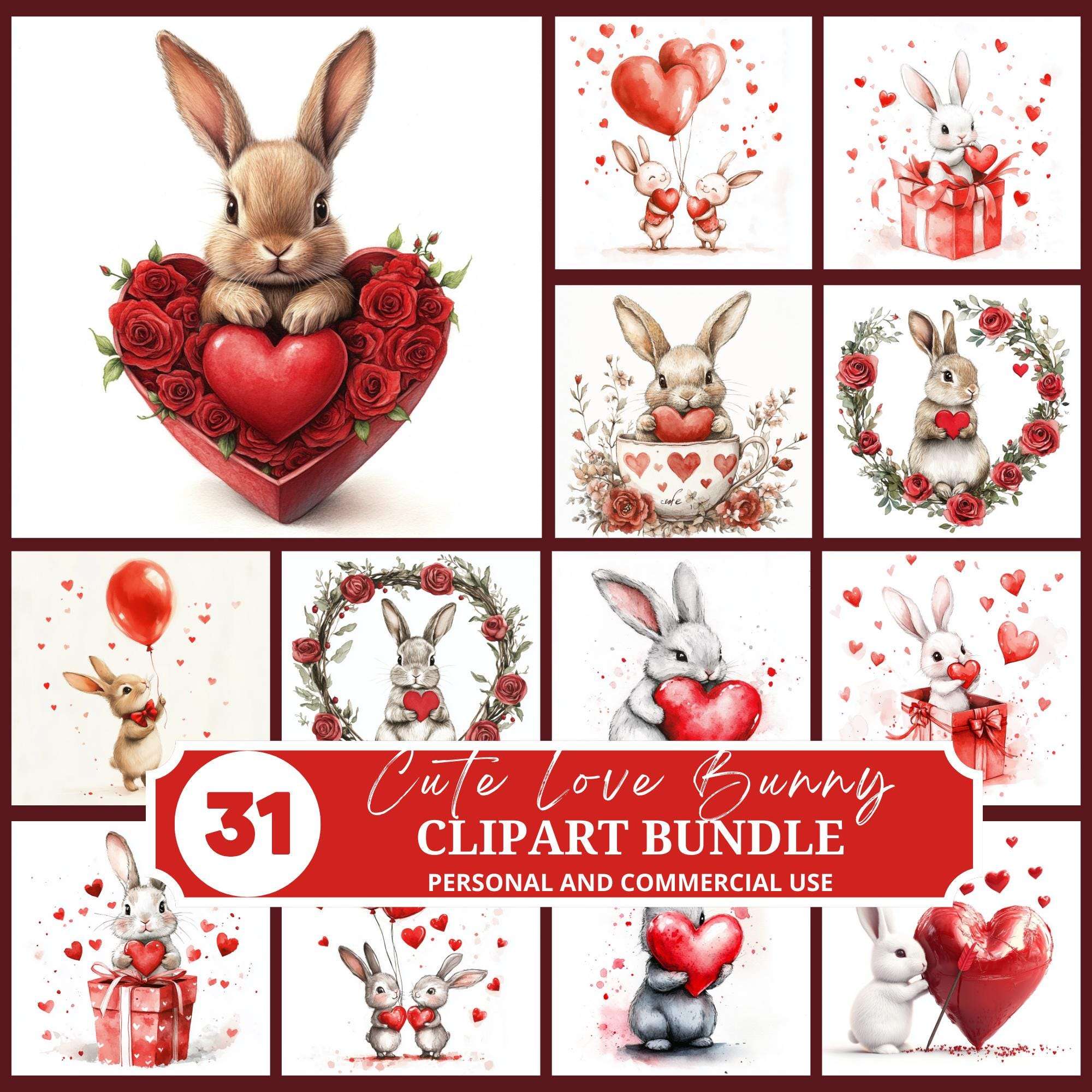 Cute Love Bunny Clipart - CraftNest - Digital Crafting and Art