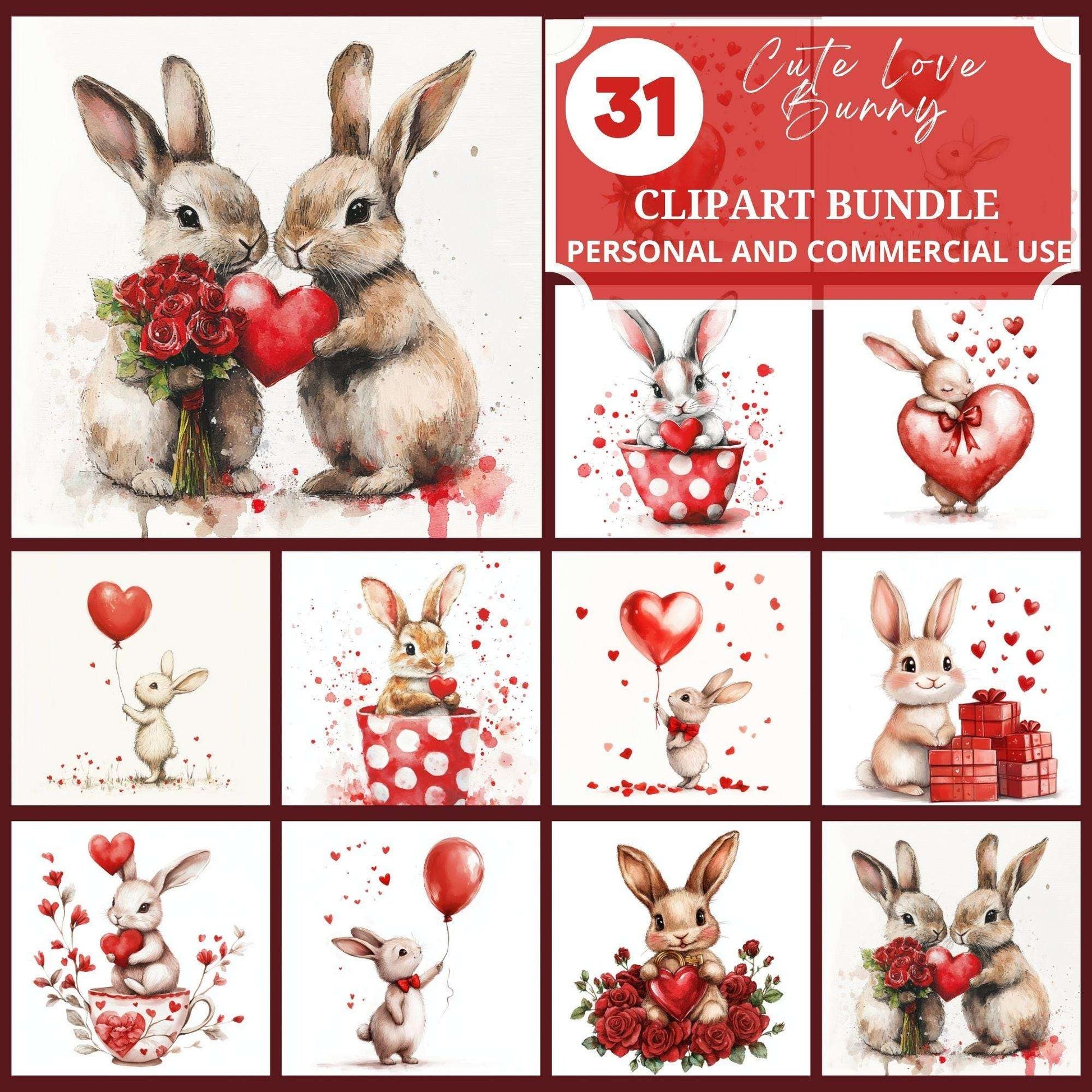 Cute Love Bunny Clipart - CraftNest - Digital Crafting and Art