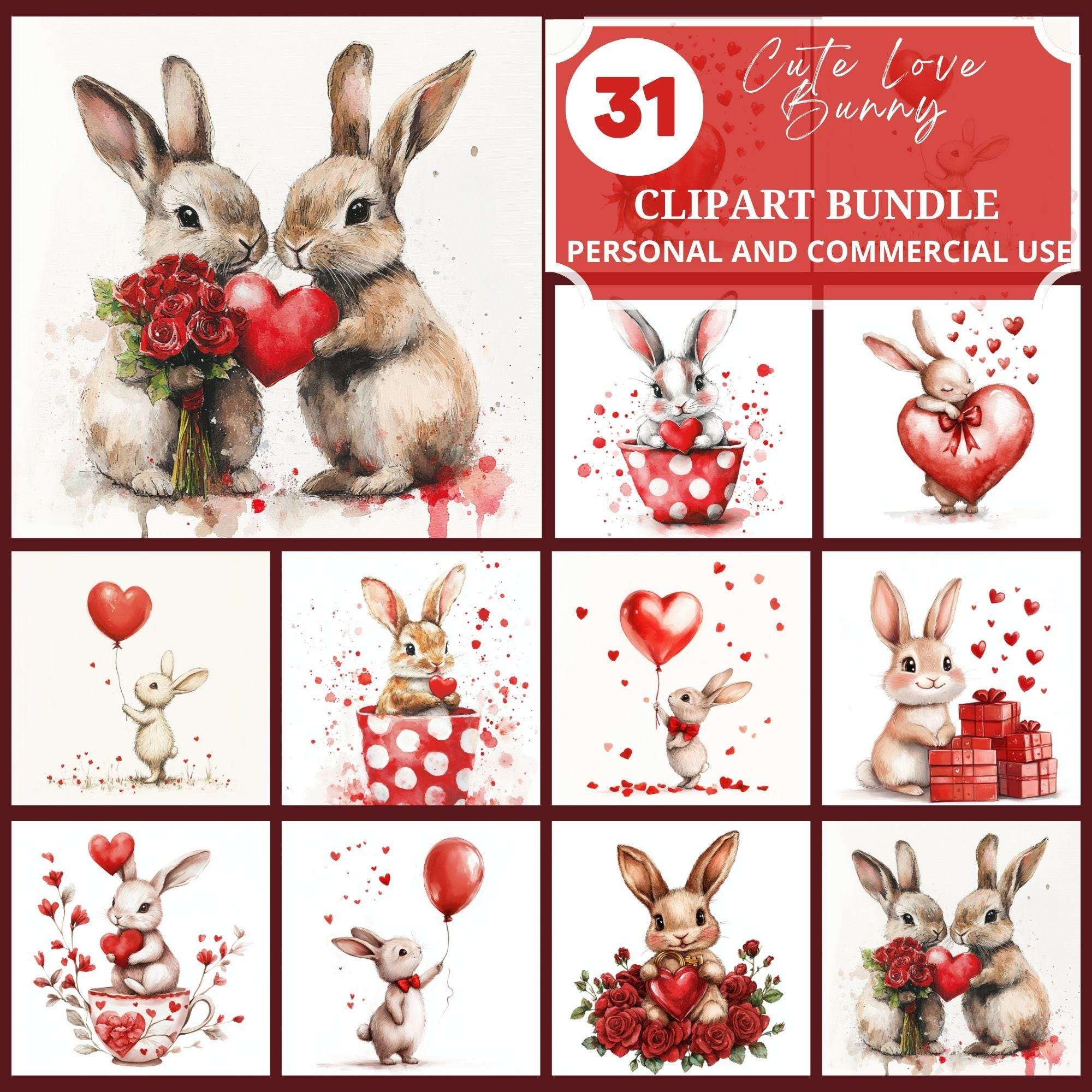 Cute Love Bunny Clipart - CraftNest - Digital Crafting and Art
