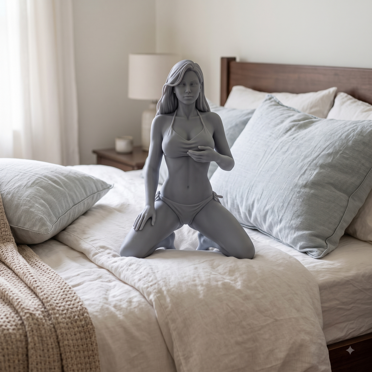 Kneeling Girl Sculpture Print STL File