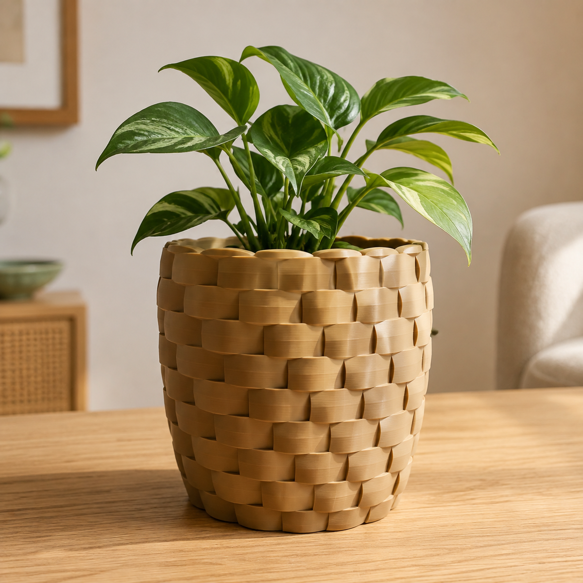 Wicker Texture Planter Pot Print STL File