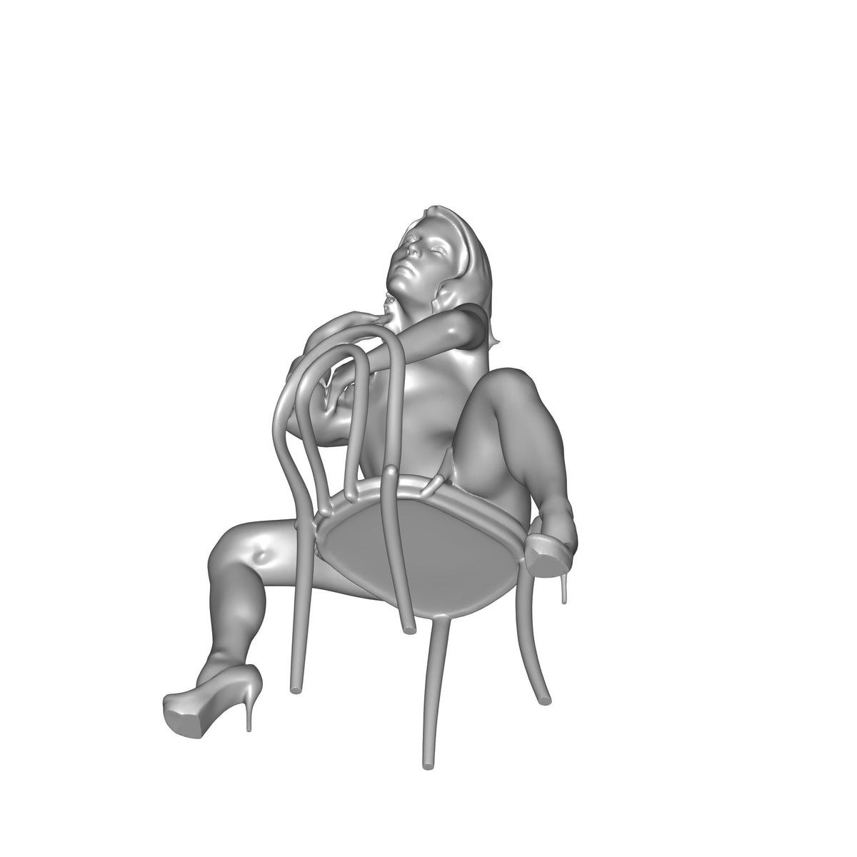 Standing Lady on Chair Bottle Holder Decor Print STL File
