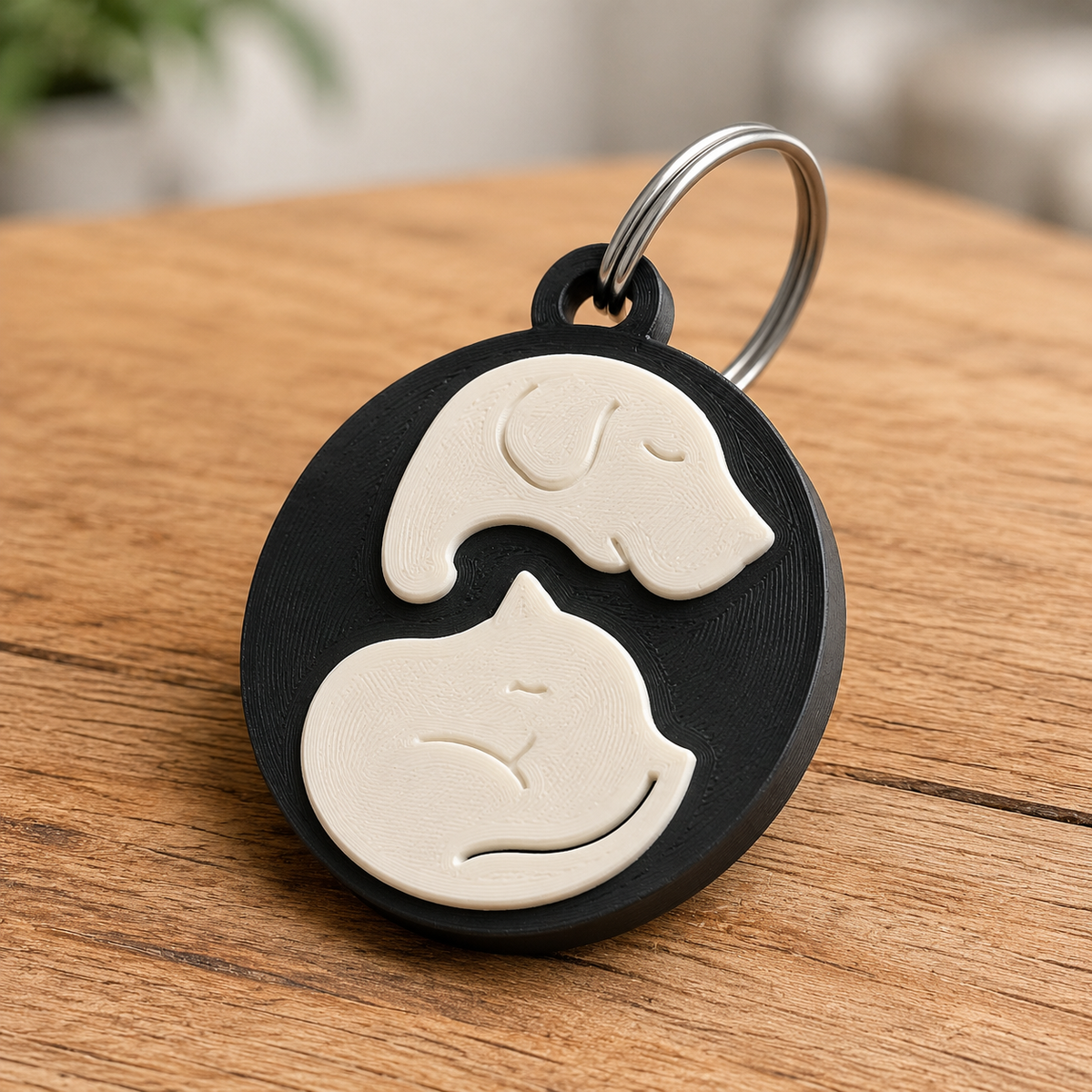 Yin Yang Dog Cat Keychain Print STL File