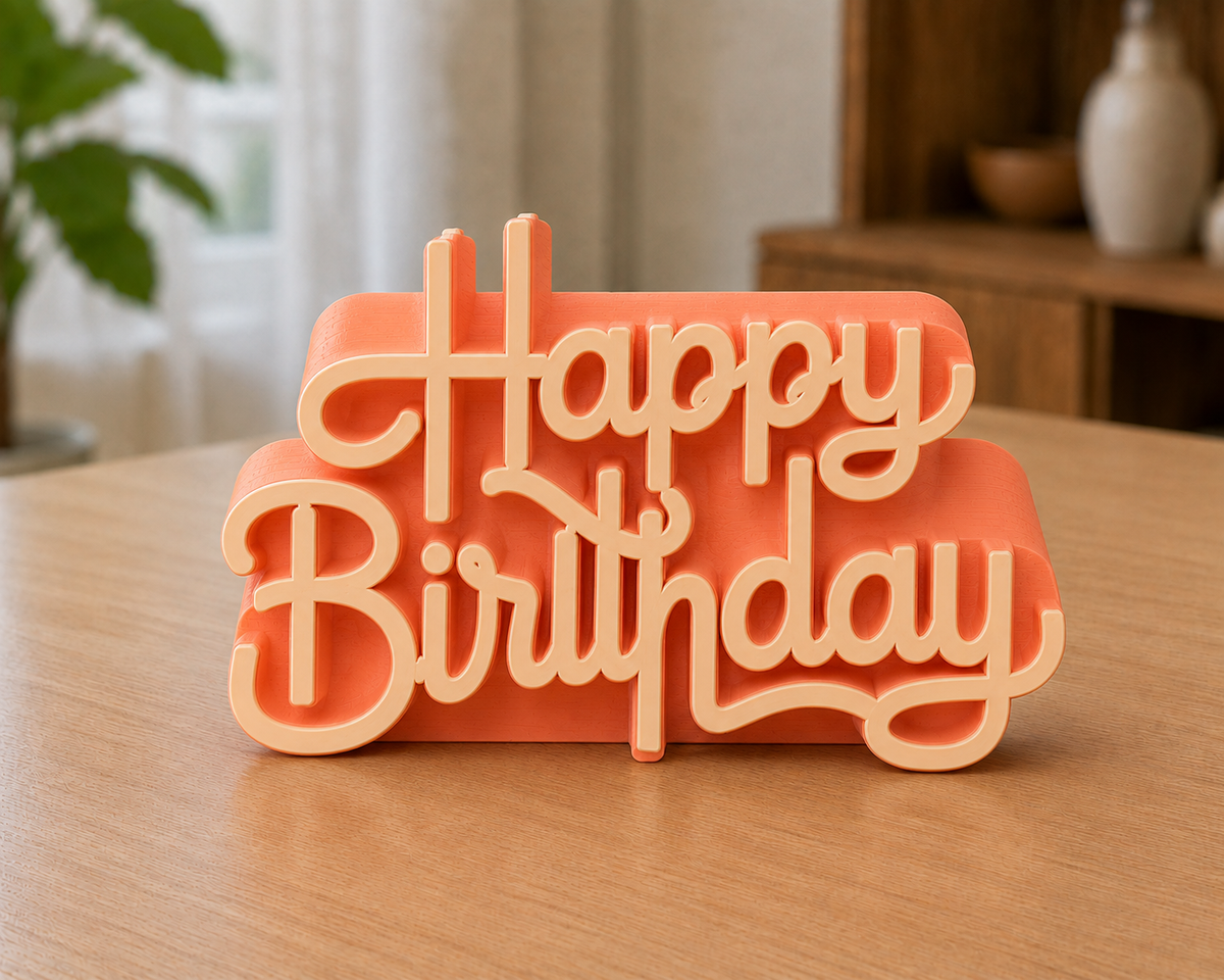 Happy Birthday Cake Topper Sign Print STL File