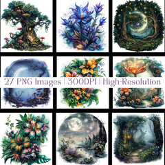 Enchanted Nature Fairytale Clipart - CraftNest - Digital Crafting and Art