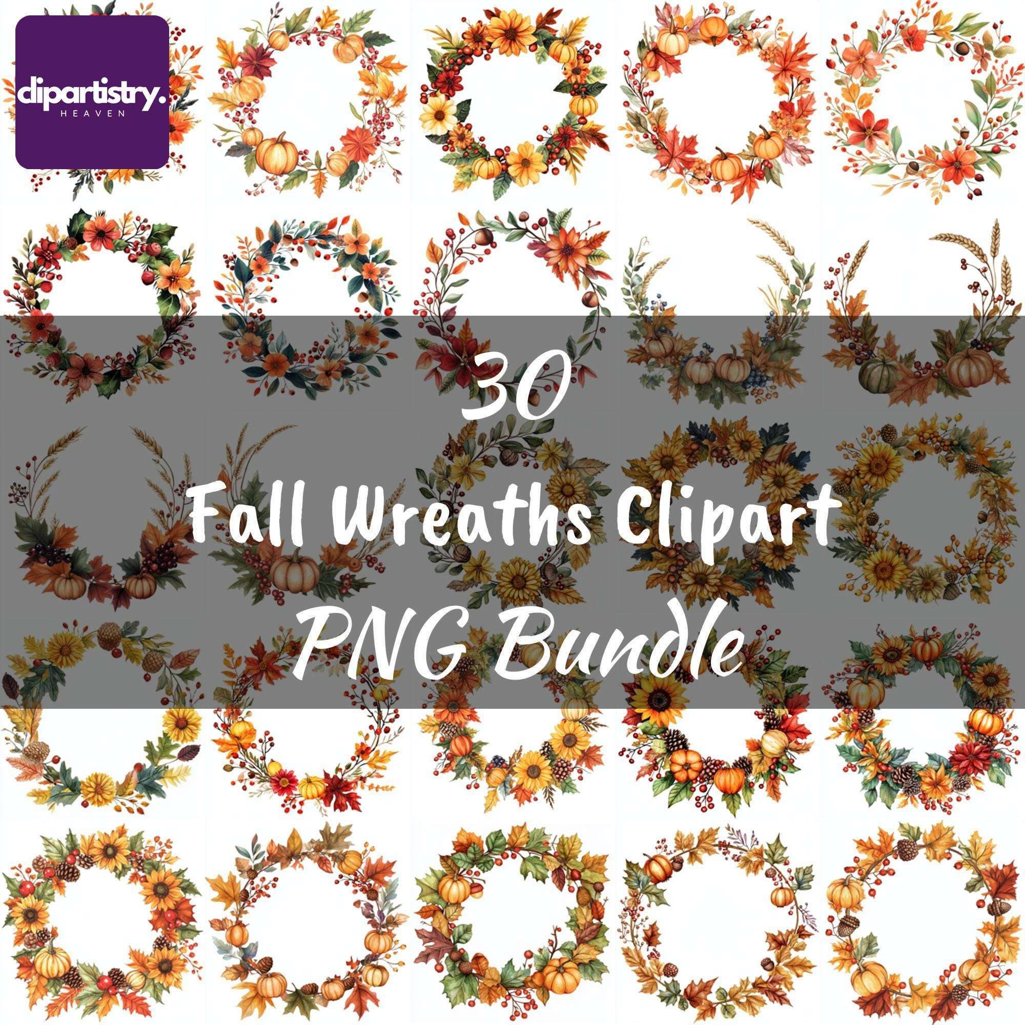 Fall Autumn Wreath Flowers Clipart - CraftNest - Digital Crafting and Art