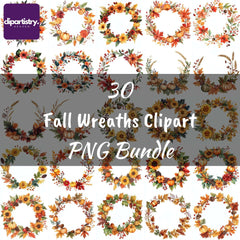 Fall Autumn Wreath Flowers Clipart - CraftNest - Digital Crafting and Art