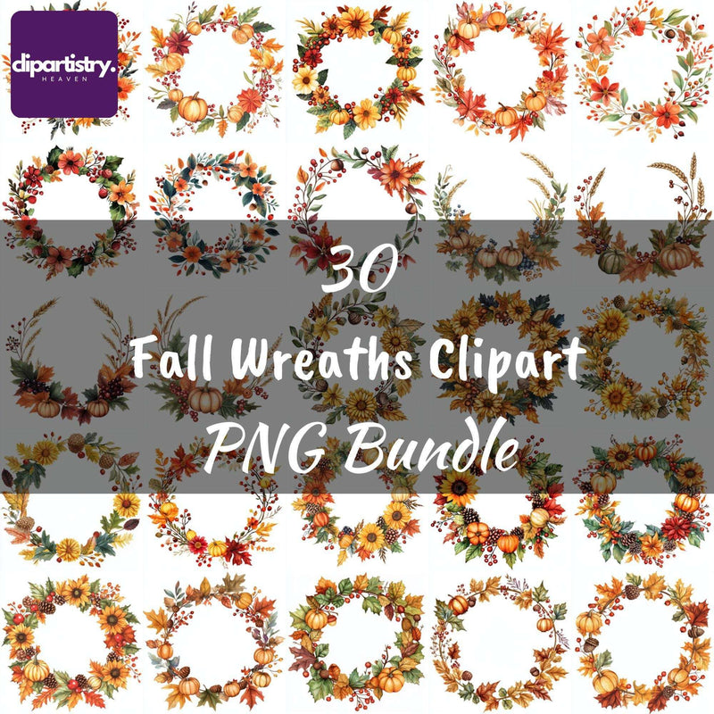 Fall Autumn Wreath Flowers Clipart - CraftNest - Digital Crafting and Art