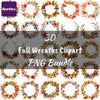 Fall Autumn Wreath Flowers Clipart