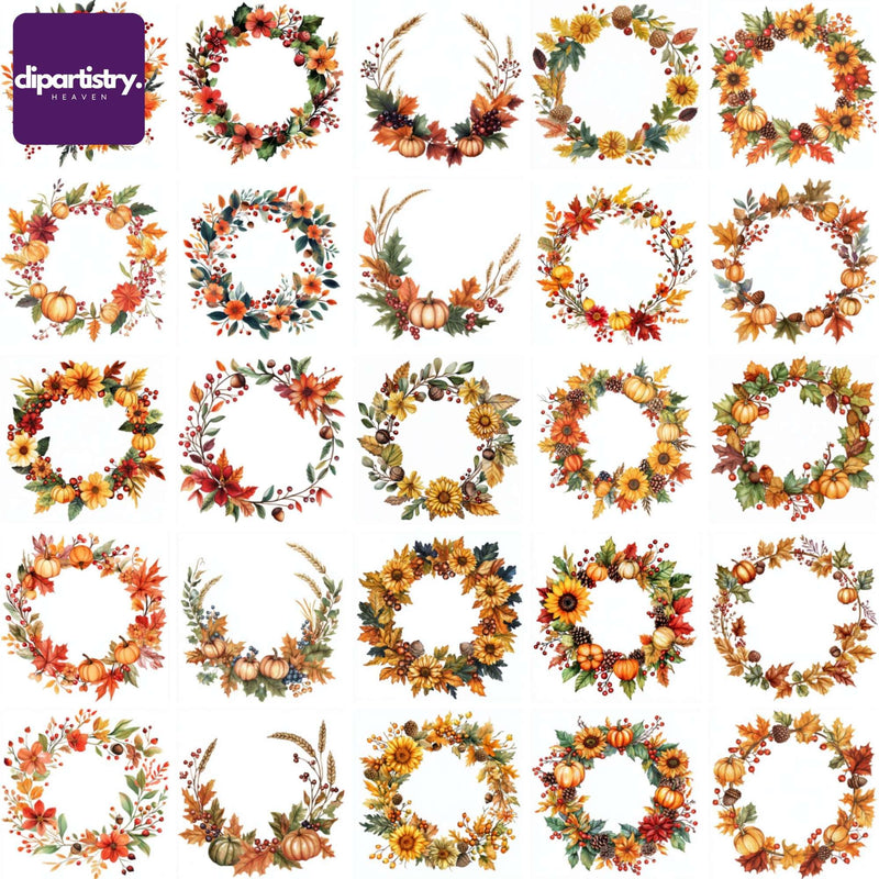 Fall Autumn Wreath Flowers Clipart - CraftNest - Digital Crafting and Art