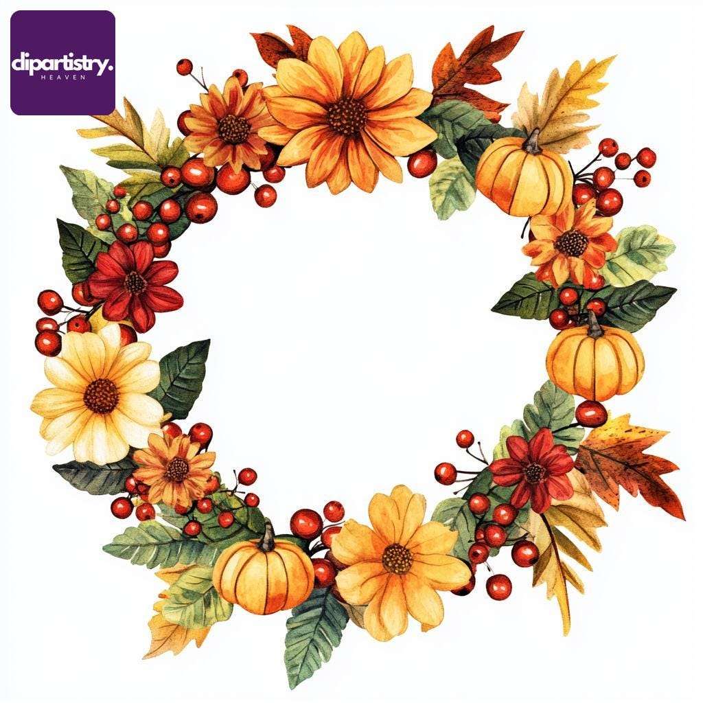 Fall Autumn Wreath Flowers Clipart - CraftNest - Digital Crafting and Art
