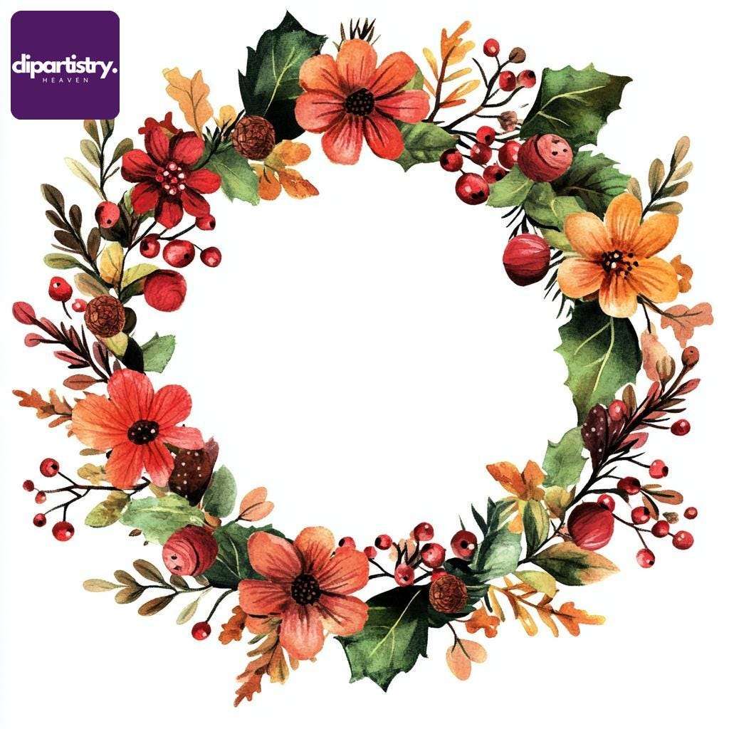 Fall Autumn Wreath Flowers Clipart - CraftNest - Digital Crafting and Art