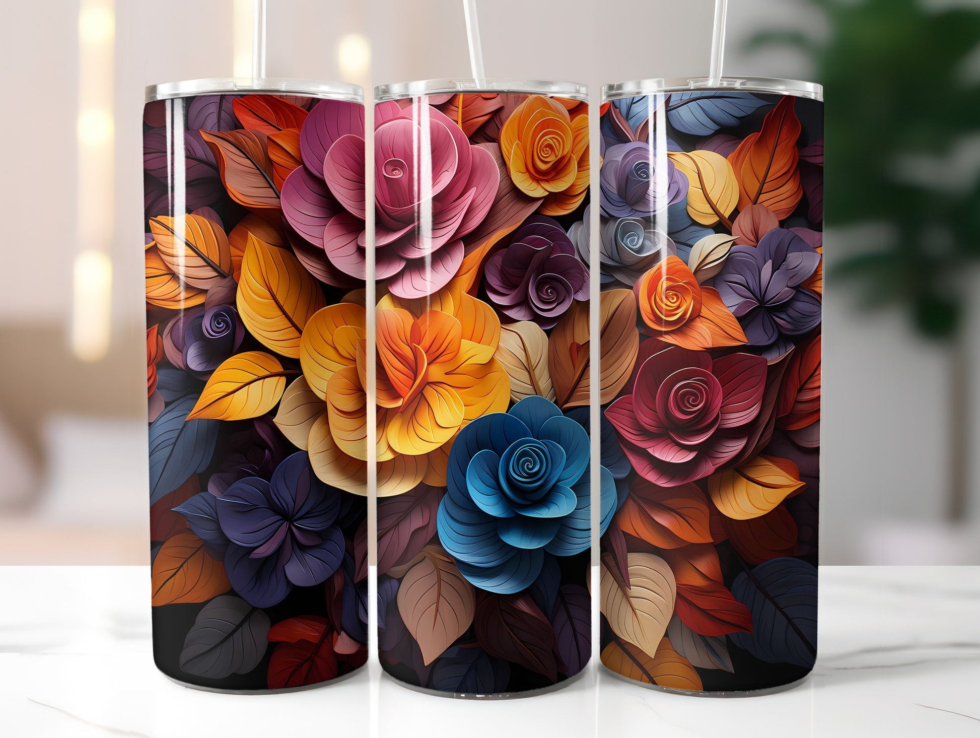 Fall Floral Splendor Tumbler Wrap - CraftNest