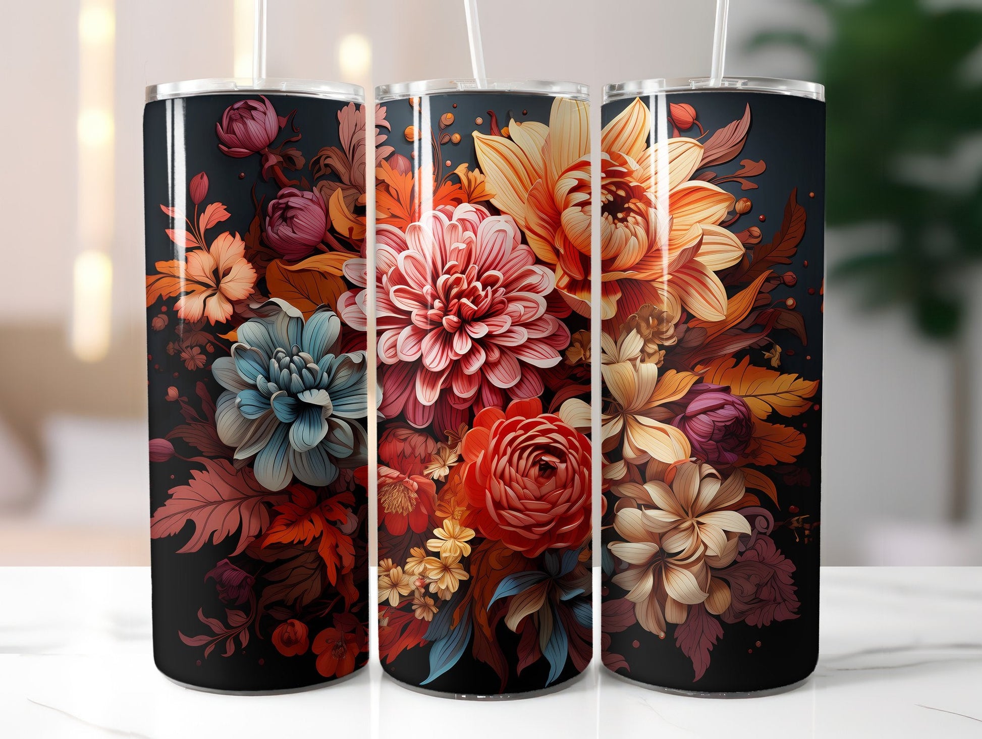 Fall Floral Splendor Tumbler Wrap - CraftNest