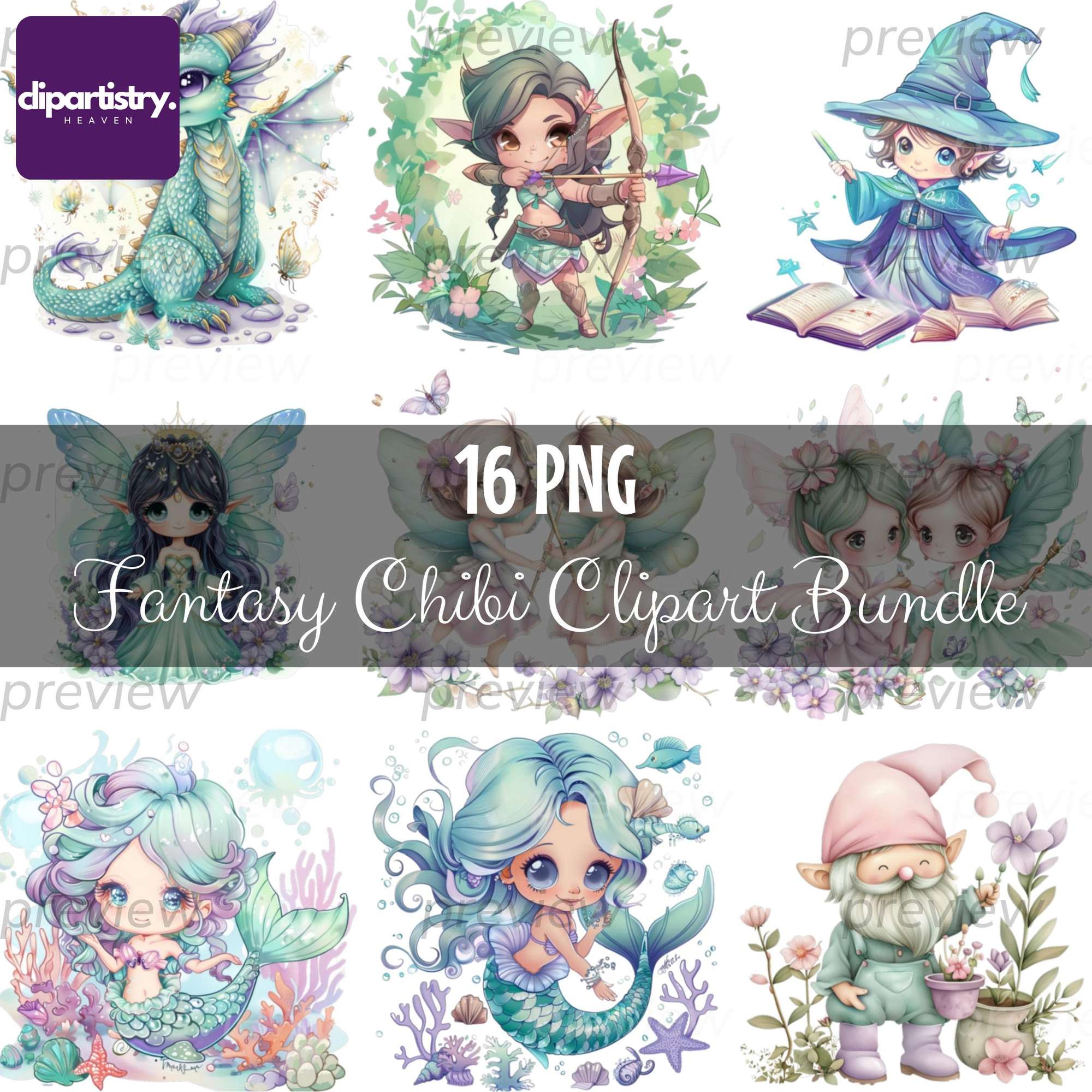 Chibi Fantasy and Mythical Fairytale Clipart - CraftNest - Digital Crafting and Art