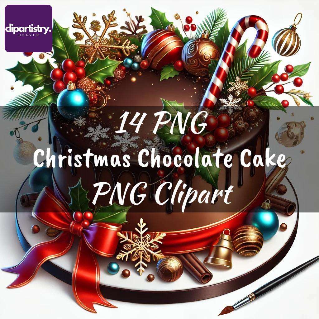Christmas Chocolate Cake Food Clipart - CraftNest - Digital Crafting and Art