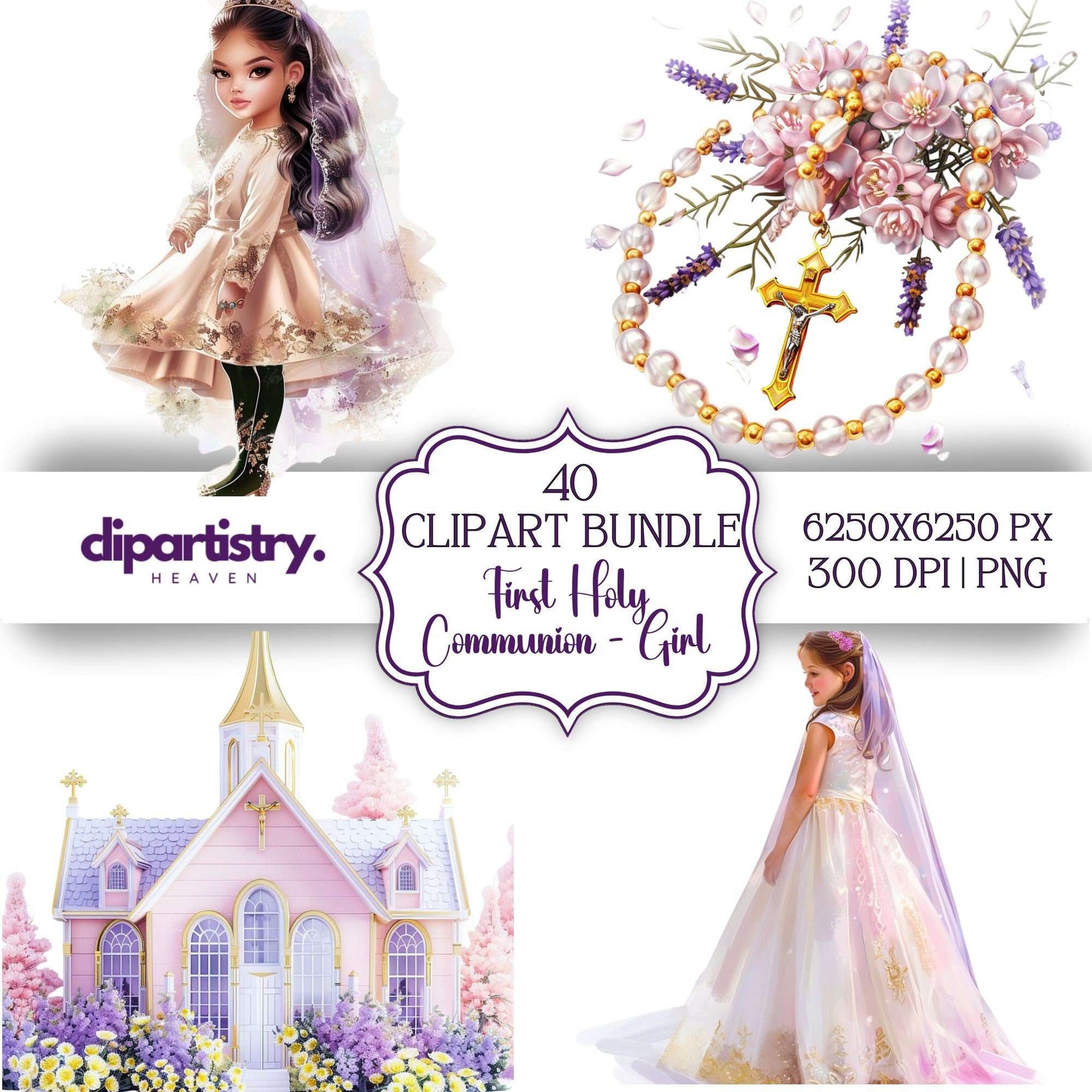 First Communion Girl Clipart - CraftNest - Digital Crafting and Art