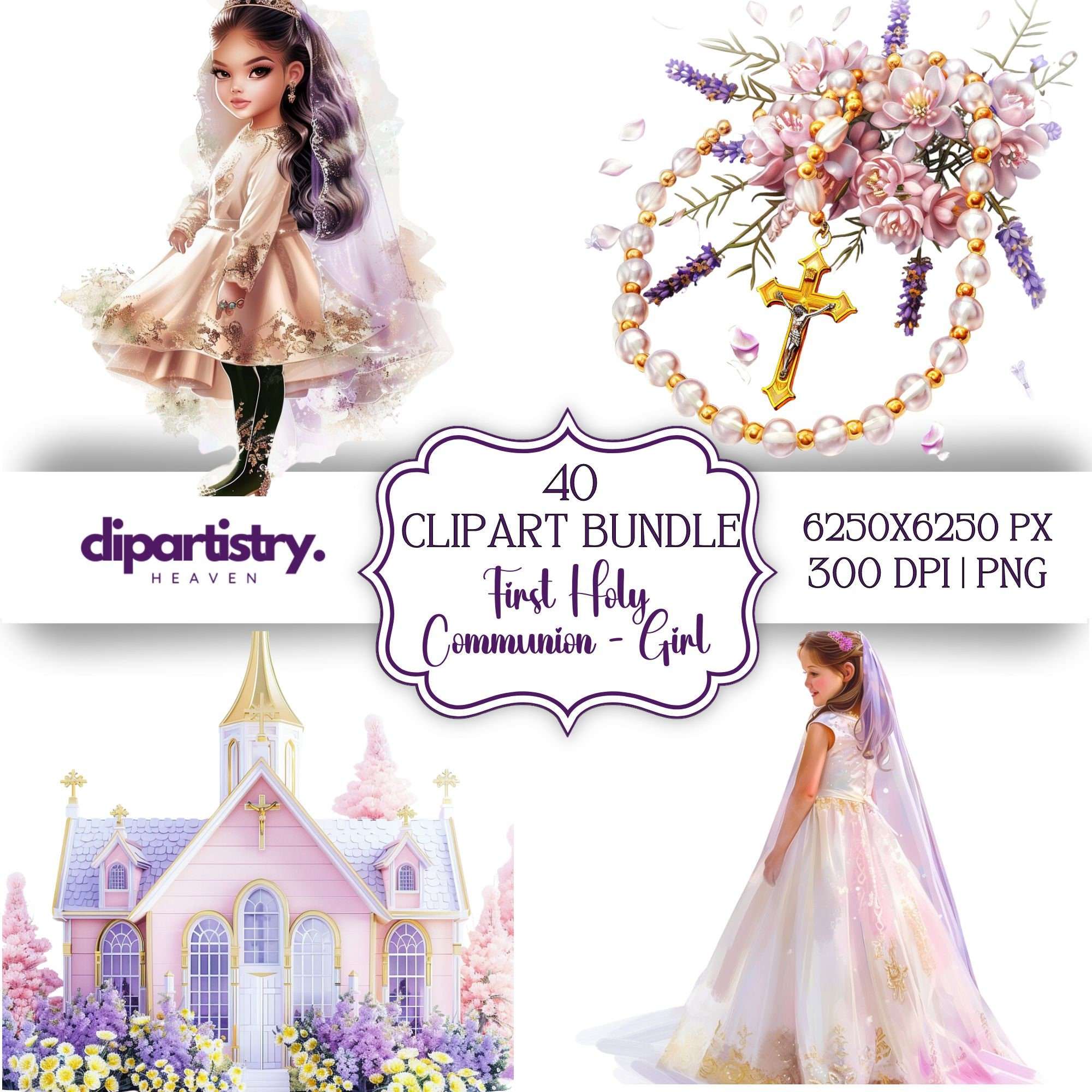 First Communion Girl Clipart - CraftNest - Digital Crafting and Art